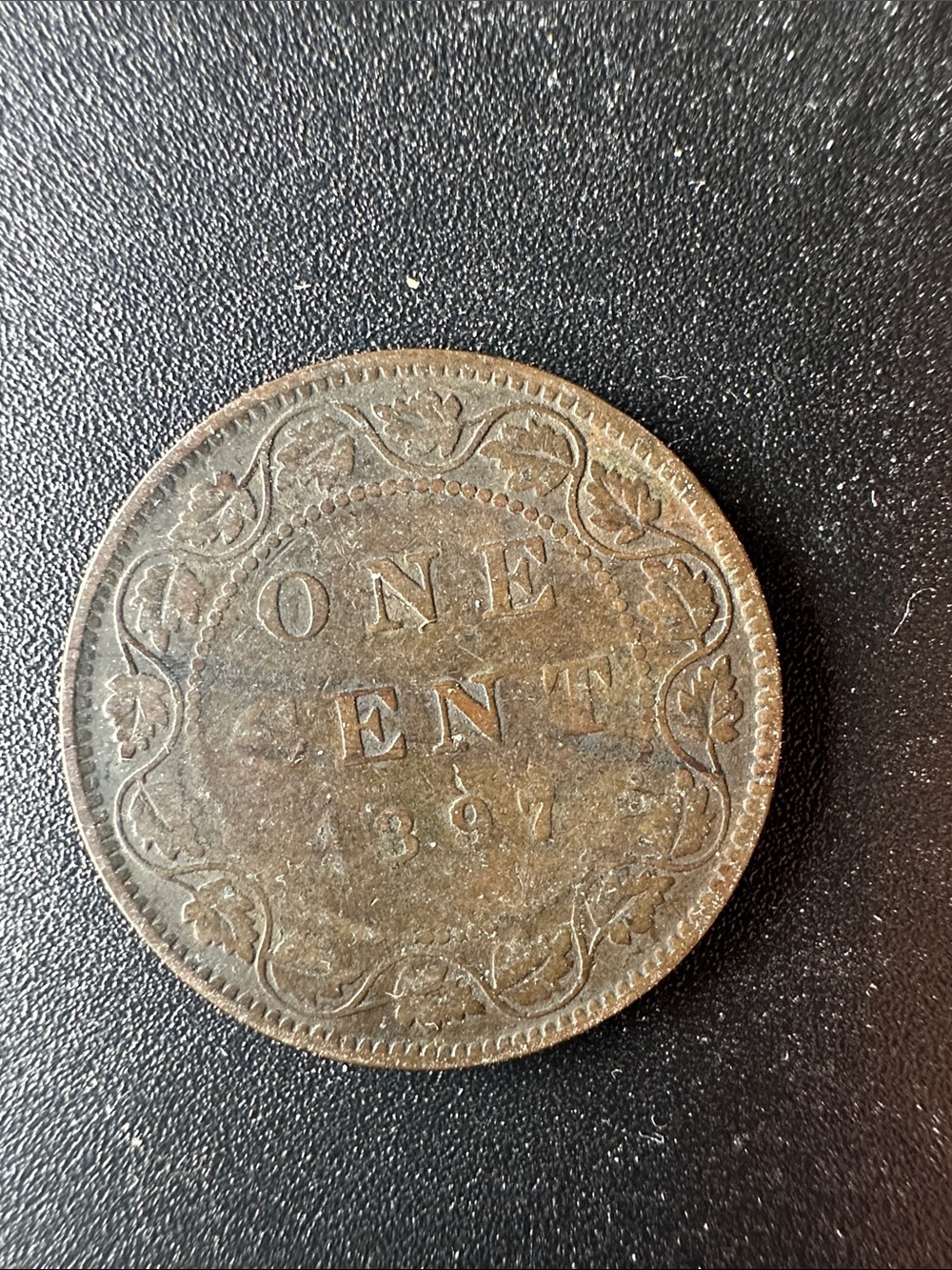 1897 Antique One Cent Coin - Brown Patina - Gorgeous Canadian Coin - Rare